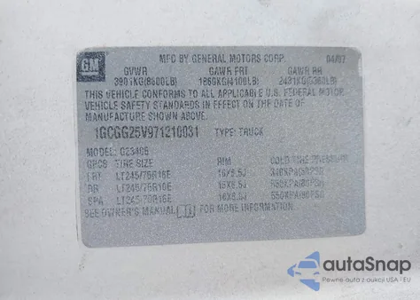 2007 Chevrolet Express Work Van from USA, damaged, VIN 1GCGG25V971210031